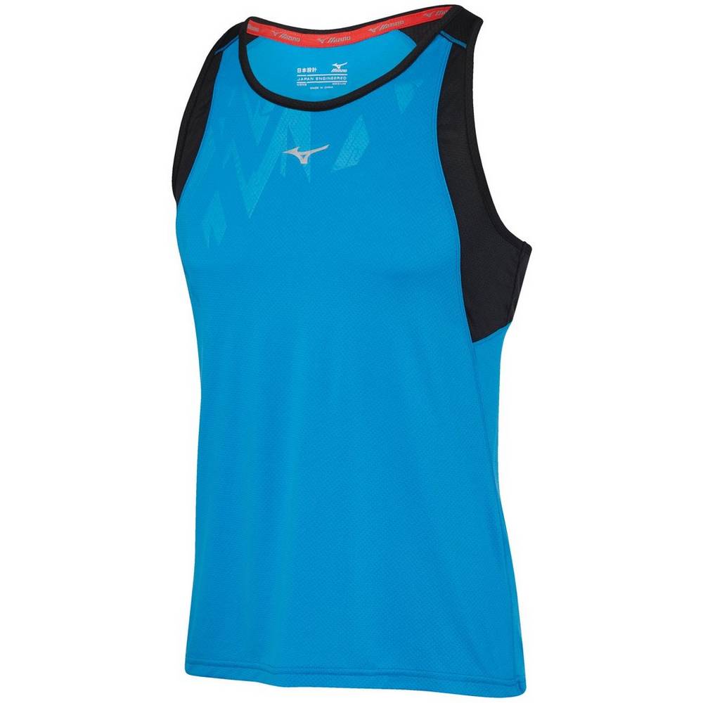 Panske Tank Top Mizuno Singlet Alpha Vent Modre/Čierne Vypredaj RJCI24019